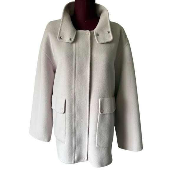 Theory Wool Cashmere Utility Coat Jacket Rosewood Pink Size L - Picture 14 of 16